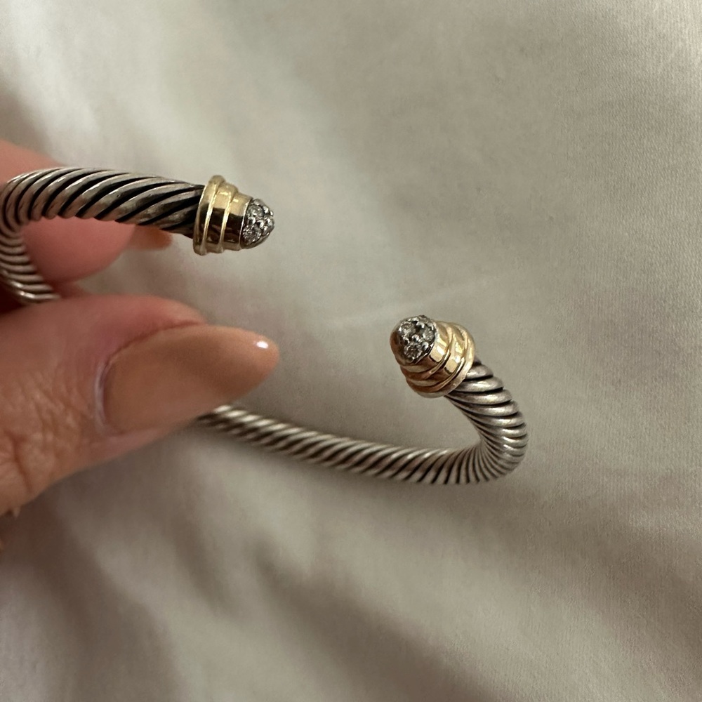 David Yurman cable kids Ss w 14kt gold and diamond 5mm